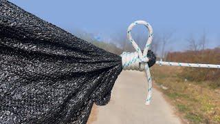 How to tie a simple tarp corner knot to make shelter or tent