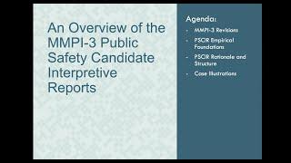 MMPI-3 Public Safety Candidate Interpretive Reports PSCIRs Overview Webinar