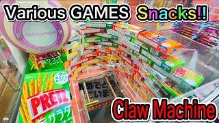 Various Snacks Claw Machine  WINS  Chocolate  Drink UFO Catchers in JAPAN お菓子UFOキャッチャー