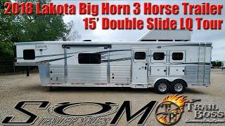 2018 Lakota Big Horn 3 Horse Trailer  1 Owner 15 Double Slide LQ Solid Wood Farmhouse Interior