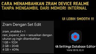 CARA MENAMBAHKAN ZRAM DENGAN SET EDIT  MENAMBAHKAN RAM TANPA MENGAMBIL DARI MEMORI INTERNAL REALME