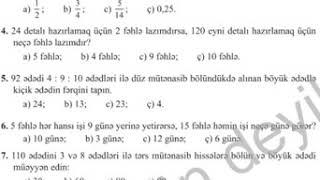 6-cı sinif. Riyaziyyat. K.S.Q-2 Cavabları yorumda