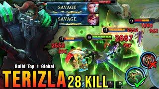 2x SAVAGE & 2x MANIAC 28 Kills Terizla 100% Broken Hero - Build Top 1 Global Terizla  MLBB