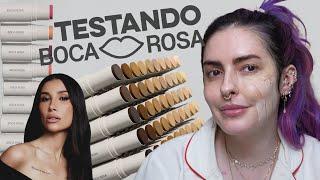 TESTANDO A NOVA BASE DA BOCA ROSA E OUTROS PRODUTOS DO PRESS KIT DELA - Karen Bachini