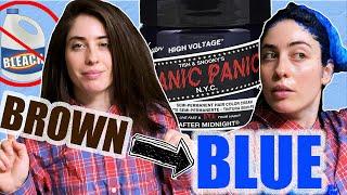 DYEING my BROWN hair BLUE with MANIC PANIC *NO BLEACH* tutorial  her habits vlog