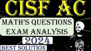 CISF 2024 Maths Solution CISF Previous Year Questions 2023  UPSC AC CISF 2024  by Balwinder Singh