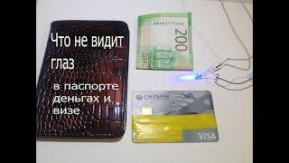 Что можно увидеть в паспортеденьгах и на VISA  ультрафиолетовым светодиодом?