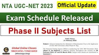 NTA UGC NET Phase 2 Subjects  NTA UGC NET Public Notice 2023  UGC NET 2023 Official Notification