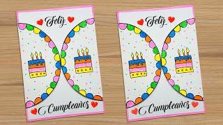  Tarjeta de feliz cumpleaños   con SOLO UNA HOJA BLANCA  • Beautiful Handmade Birthday card