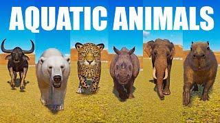 Aquatic Animals Speed Races in Planet Zoo included Buffalo Rhinoceros Jaguar Polar Bear