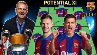 Hansi flick Predicted lineup for barcelona With transfers 433 foramtion