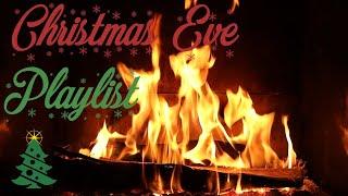 Christmas Eve Fireplace Fire w Gold Flickering Flames and Crackling Fire Piano music