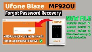 Ufone Blaze Password Recovery And Unlock All Network  MF920U Limited Service Fix  MF920 Unlock