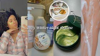 Cozy Winter Night Routine  Winter scents Shower routine Nighttime Skincare Hot Chocolate & more