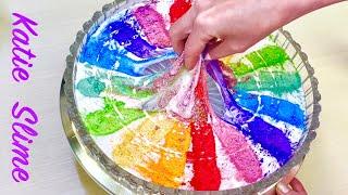 Mixing “Disco Rainbow” SLIME with Mica Powder MAKEUP GLITTER Satisfying and Relaxing Rangoli ASMR