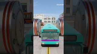 Mix Color Buses vs Giant Bollard Crash #shorts #beamngdrive #bus