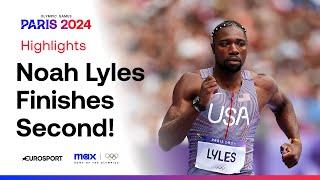 Noah Lyles finishes SECOND behind Louie Hinchliffe  Mens 100m Heat 3 #Paris2024