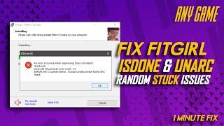 How to Fix FitGirl Setup ISDone.dll & Unarc.dll Error  Random Stuck %  2023  Techy Nafiz