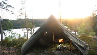 3 Days Bushcraft and Solo Hike - Canvas Lavvu Hot Tent - Catch and Cook