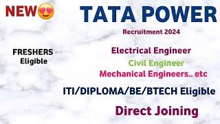 tata power recruitment 2024  fresher  CTC 5LPA job vacancy 2024  latest mnc jobs  private jobs