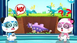 Little Panda Dinosaur Rescue Team - Help Kiki and Rescue the Trapped Dinosaur - Babybus Games