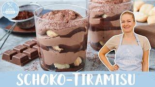 Schoko-Tiramisu   Ohne Alkohol und ohne Ei  Einfaches Rezept für Kinder  Einfach Backen