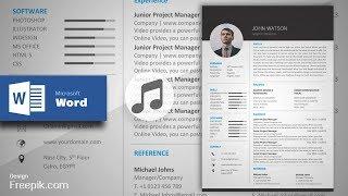 Black Formal ResumeCV in MS Word Musical Version  CV Design Tutorial