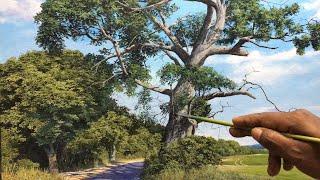 How To Paint Tree Deatails With Acrylic paints  Time Lapse  #48