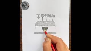 How to Draw a Mothers Day Cake with a Sweet Message  #shortsvideo #mothersdaydrawing