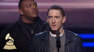 Eminem accepting the GRAMMY for Best Rap Album at the 53rd GRAMMY Awards  GRAMMYs