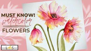 Watercolor Flowers Beautiful Watercolor Tutorial Pink Flower Painting