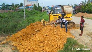 Great Job  The Best Driver Skills D31P Komatsu Bulldozer Pushing Stone Filling 3 Land & Trucks5Ton