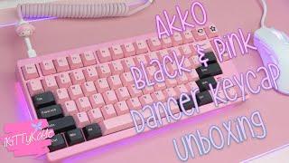 Akkos Kawaii Black & Pink The Dancer Keycap Set & Coiled Cables Unboxing