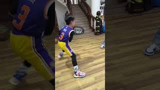 912Shaq vs her litter brother playing basketball