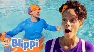 Blippi and Meekah Visit a Swimming Pool Sink or Float? Educational Videos  Blippi & Meekah Kids TV