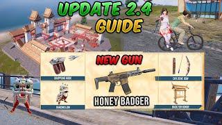 New Update 2.4 PUBG Mobile New Weapon Honey Badger & Grappling Hook Martial Showdown Guide