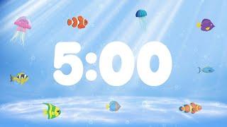 5 Minute Countdown Timer for Kids with Alarm and Fun Music  Under the Sea 