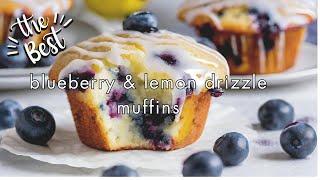 Best Blueberry Muffins with Delicious Zingy Lemon Drizzle