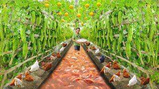 Genius Techniques for Raising Chickens and Growing Organic Vegetables Harvesting Fresh Bitter melon