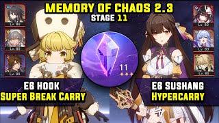 E2 Hook Super Break & E6 Sushang Hypercarry 3 Stars  Memory Of Chaos 11 Honkai Star Rail 2.3