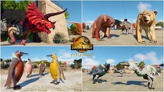 ALL 64 NEW DINOSAUR SPECIES REPTILES and PREHISTORIC ANIMALS INTRO in SAN MARIE BAY  JWE2 MODS