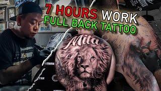 7 HOURS WORK for FULL BACK #tattoo #bali #australiatattoo #balitattoo #realistictattoo #liontattoo