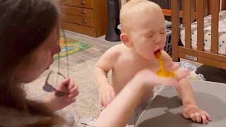 Oh no Babies are spitting up milk everywhere - Baby Puke On Siblings - Funny Pets Moments