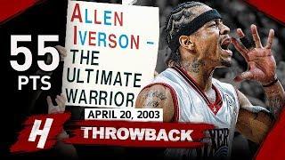 Allen Iverson EPIC FULL GAME 1 Highlights vs Hornets 2003 Playoffs - 55 Pts Playoff Career-HIGH