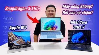 Rút sạc Snapdragon X Elite có bị giảm hiệu năng? So sánh với Apple M3 và Intel Core Ultra 7