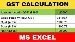 Gst Formula In Excel  Excel Gst Formula  How To Calculate Gst In Excel