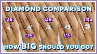 What Size Diamond is Right for You? Round Diamond Carat Size On Hand Comparison 1.70ct to 2.50ct