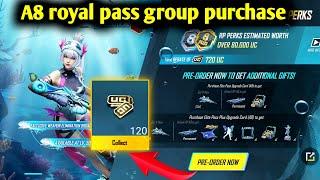 A8 Royal Pass For 120 UC  A8 Purchase Group Is Here  Free UC Event & Anniversary Crate  PUBGM