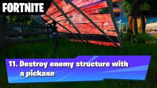 Destroy enemy structure with a pickaxe