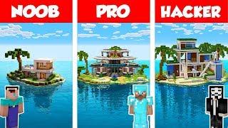 Minecraft NOOB vs PRO vs HACKER MODERN ISLAND HOUSE BUILD CHALLENGE in Minecraft  Animation